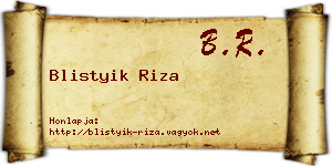 Blistyik Riza névjegykártya